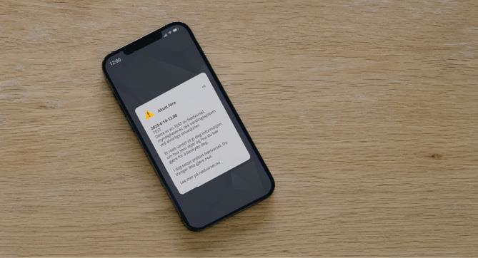 Et foto som viser test av mobil befolkningsvarsling.