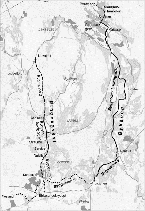 Figur 4.1 Bybane og Ringvegvest
