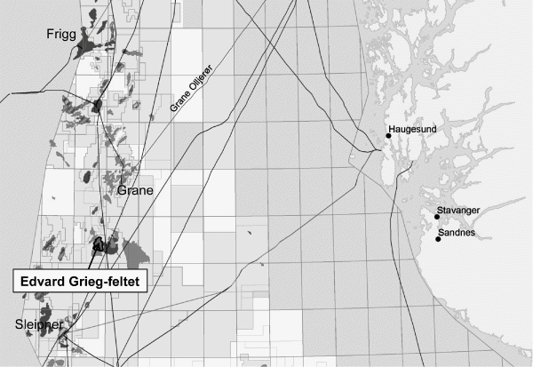 Figur 1.1 Beliggenhet for Edvard Grieg-feltet
