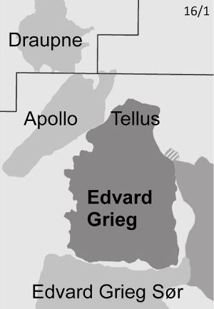 Figur 2.2 Kart over området rundt Edvard Grieg-feltet 