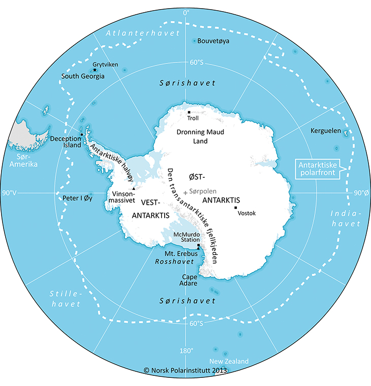 Figure 1.1 Map of the Antarctic.
