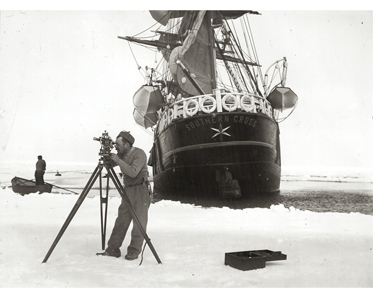 Figure 3.3 Carsten Borchgrevink surveying during his 1898–1900 Antarctic expedition. This was the first expedition to overwinter on the Antarctic mainland.
