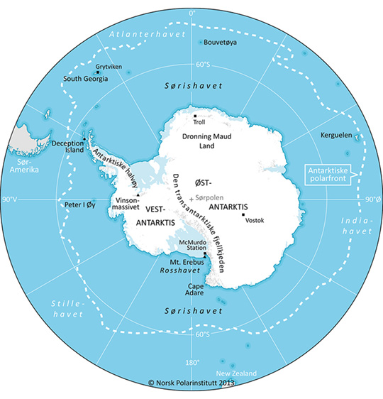 Figur 1.1 Kart over Antarktis. 
