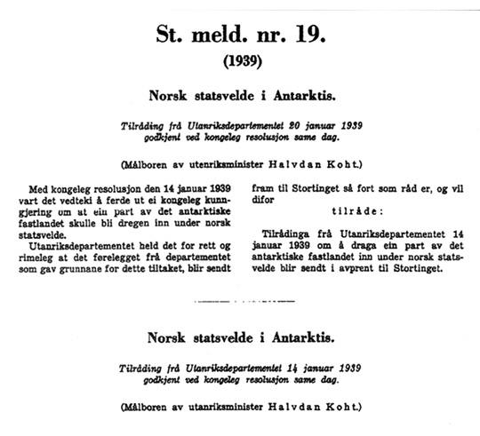 Figur 3.9 Faksimile, utdrag av St.meld. nr. 19 (1939) – ført i pennen av utanriksminister Halvdan Koht.
