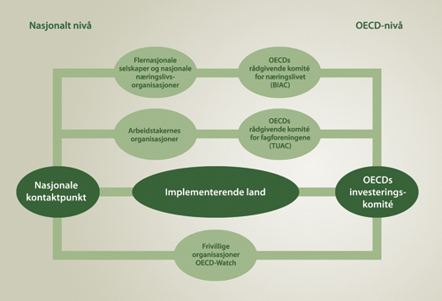 Figur 6.2 Institusjoner engasjert i oppfølgingen av OECDs retningslinjer