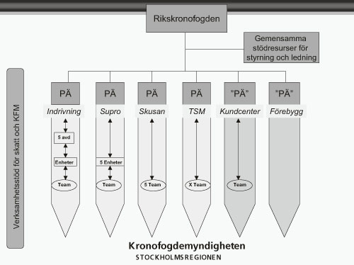 Figur 4.6 Den nye organiseringen av Kronofogden i Sverige