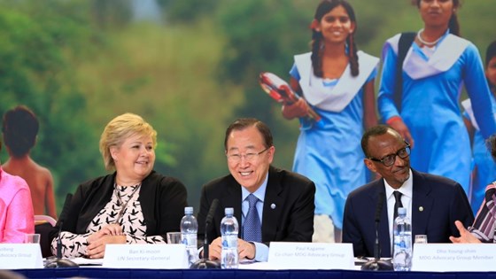 Erna Solberg, Ban Ki-moon og Paul Kagame 