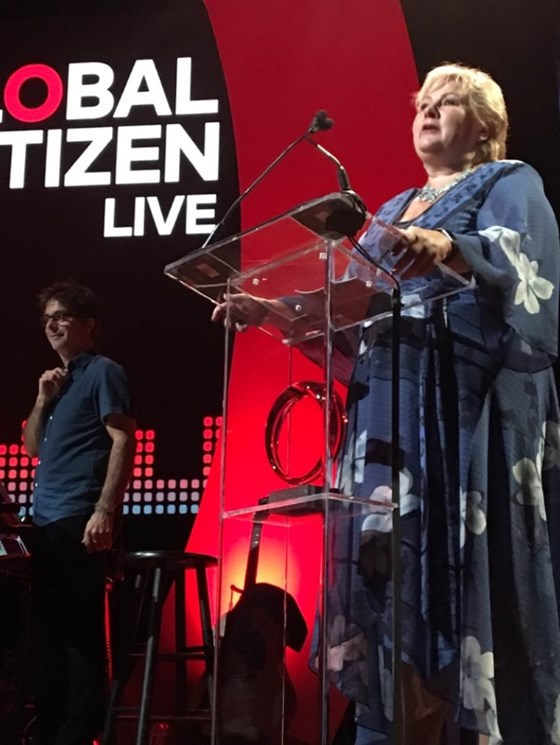 Prime Minister Erna Solberg speaks at Global Citizen Live in New York 18 September 2017.
