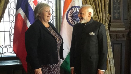 Statsminister Erna Solberg og Indias statsminister Narendra Modi