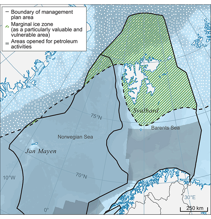 Figure 2.23 Updated delimitation of the marginal ice zone as a particularly valuable and vulnerable area based on ice data for the 30-year period 1985–2014.

