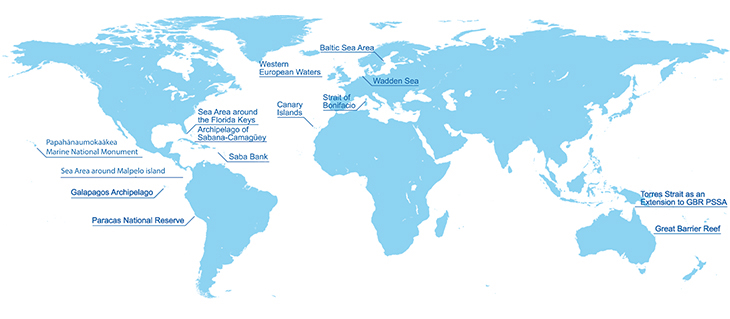 Figure 3.8 Map of existing PSSAs.
