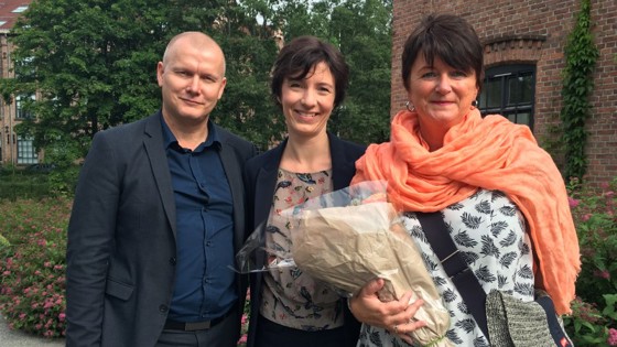 Gruppebilde av Ådne Sekkelsten, ekspedisjonssjef Christine Hamnen, direktør for Kulturtanken Lin Marie Holvik.