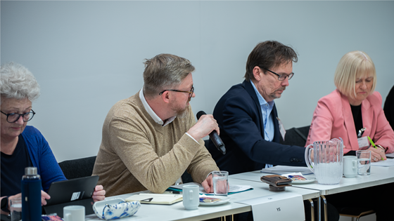 YS-leiar Hans-Erik Skjæggerud talar under møte i Arbeidsliv- og pensjonspolitisk råd (ALPR)