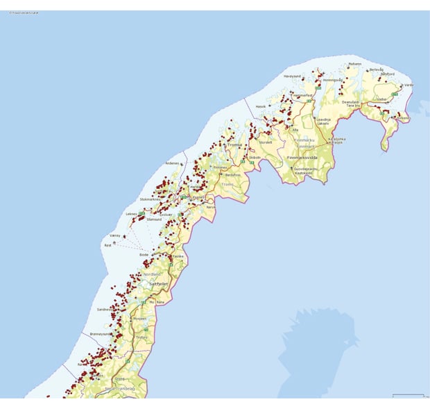 Figure 4.4 Aquaculture sites in North Norway
