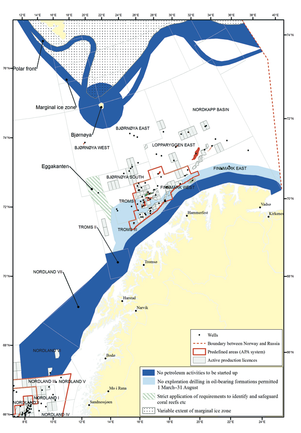 Figure 7.1 Framework for petroleum activities in the Barents Sea–Lofoten area.