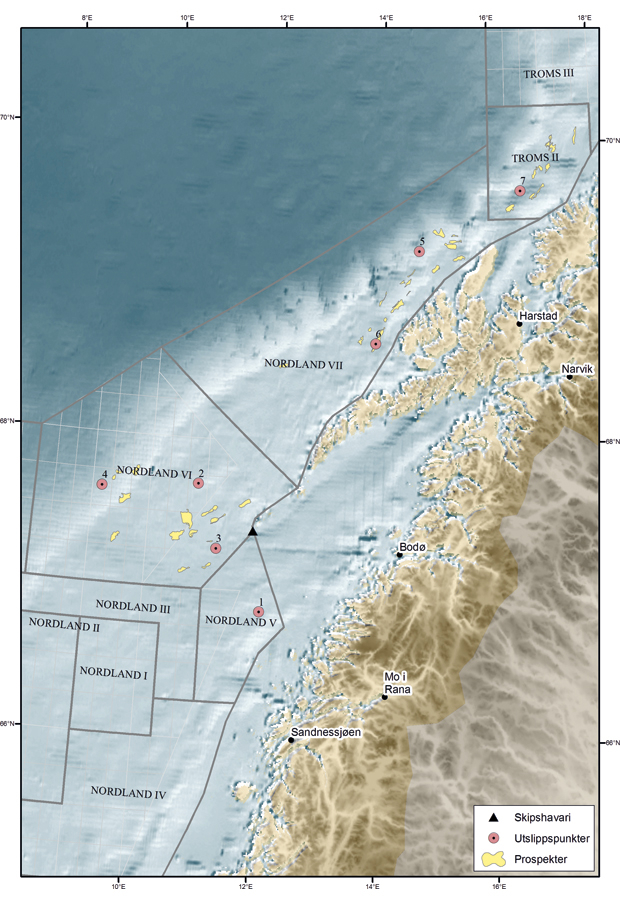 Figur 5.4 Valgte utslippspunkter