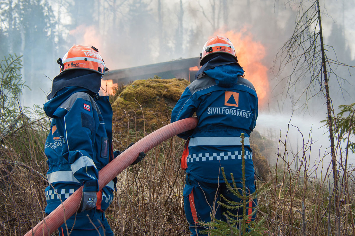 Figur 6.6 Øvelse i forbindelse med grunnopplæring for tjenestepliktige i Sivilforsvaret.