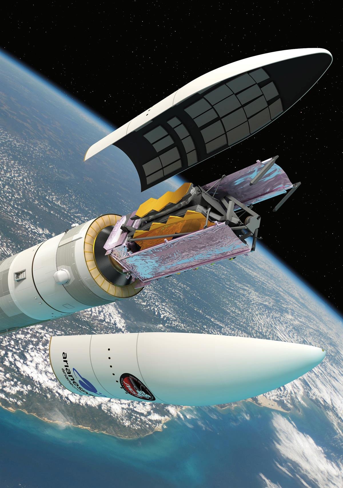 3D render of a sattelite launch