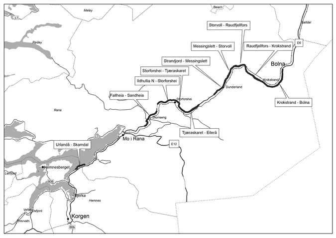 Figur 2.2 E6 Helgeland nord (Korgen – Bolna)