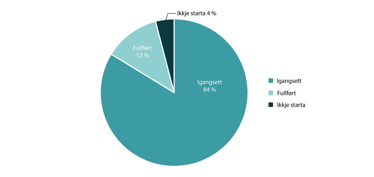 Figur 2.1 Status for tiltaka i digitaliseringsstrategien