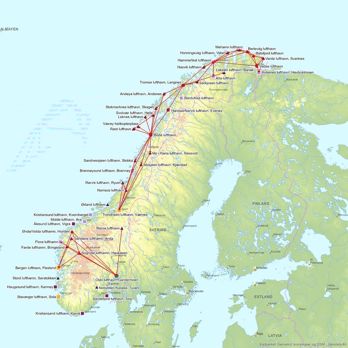 Figur 4.7 Oversikt over FOT-rutene