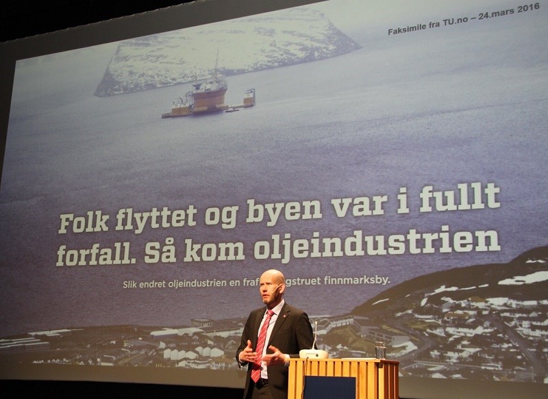 (Lien fra talerstolen under åpningen av Barentshavskonferansen 2016. Foto: EBM/OED)