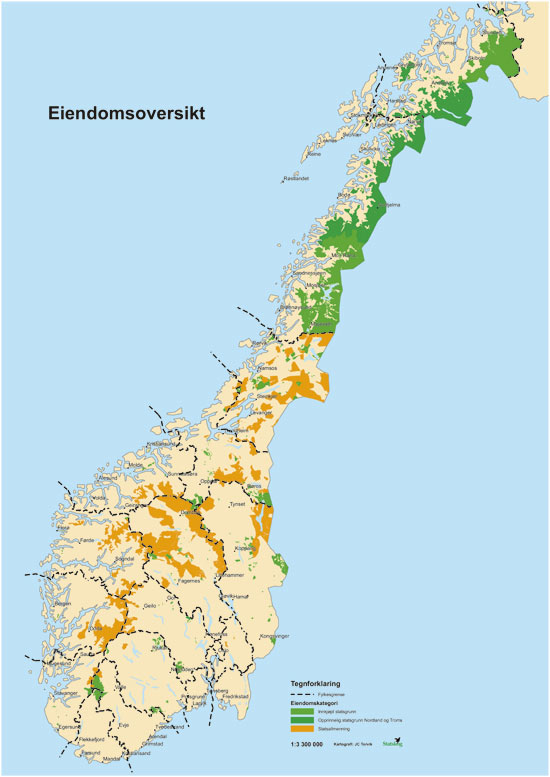 Figur 14.1 Oversikt over statsgrunn i Norge.