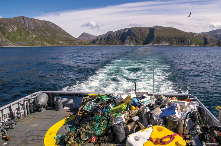Figure 4.7 Coast Guard vessel with a cargo of retrieved marine litter, Hansnes, Troms.