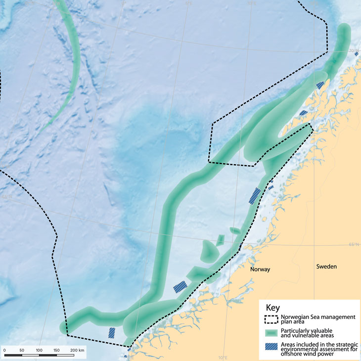 Figure 6.4 Areas included in the strategic environmental assessment for offshore wind power in the Norwegian Sea.