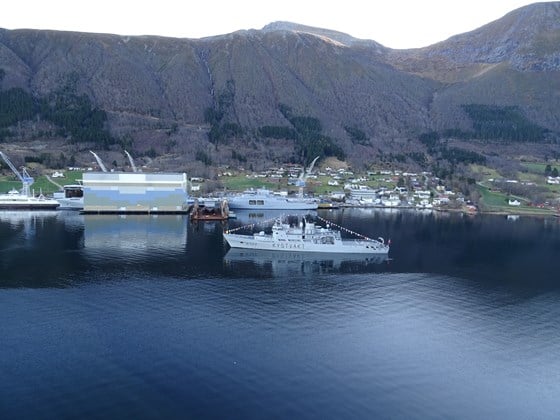 Bilde av nytt kystvaktfartøy tatt med drone