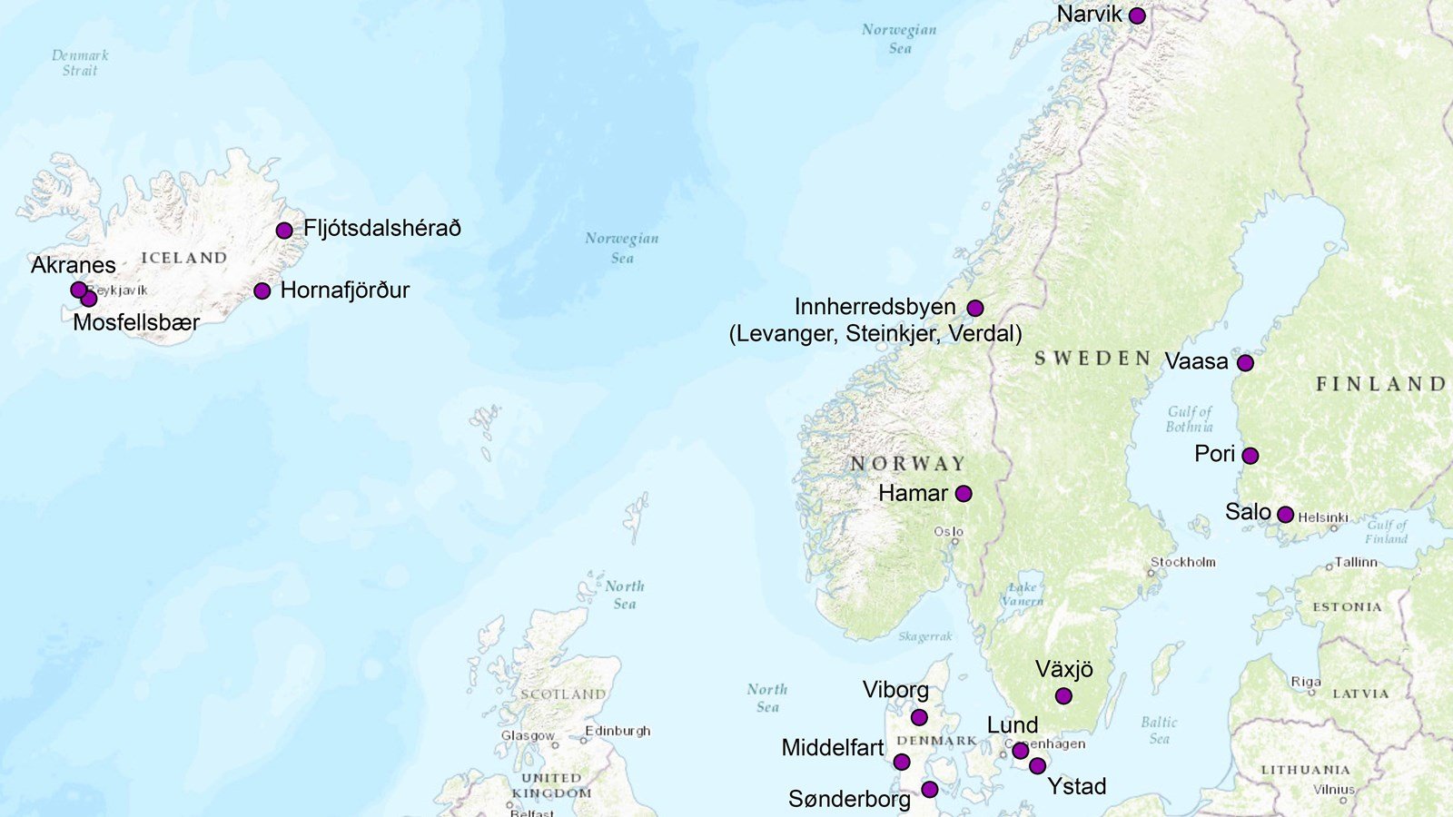 Attraktive nordiske byer og byregioner