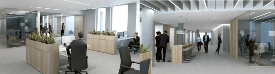 Figur 3.2 Eksempler på mulig utforming av kontorareal
