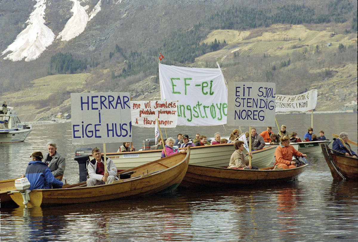Demonstranter mot EU-medlemskap