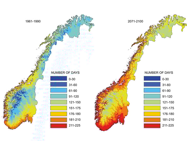 Figure 3.5 Tick distribution is related to the length of the growing season