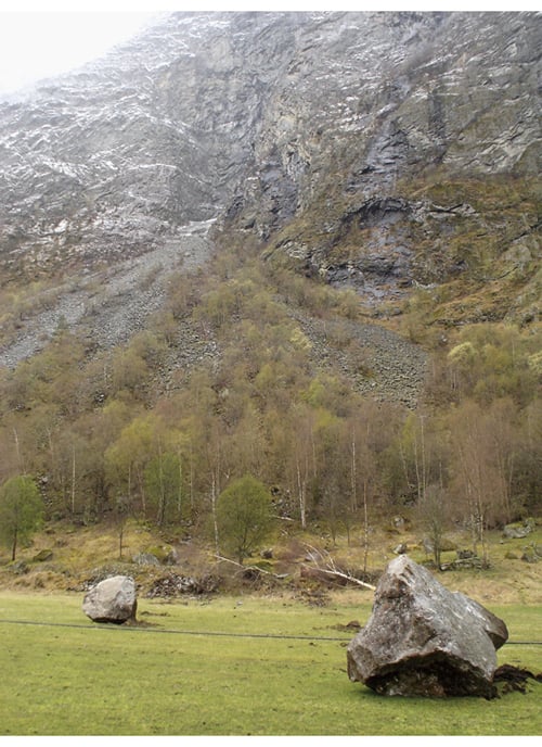 Figure 6.1 Results of a rockfall in Lærdal in Western Norway
