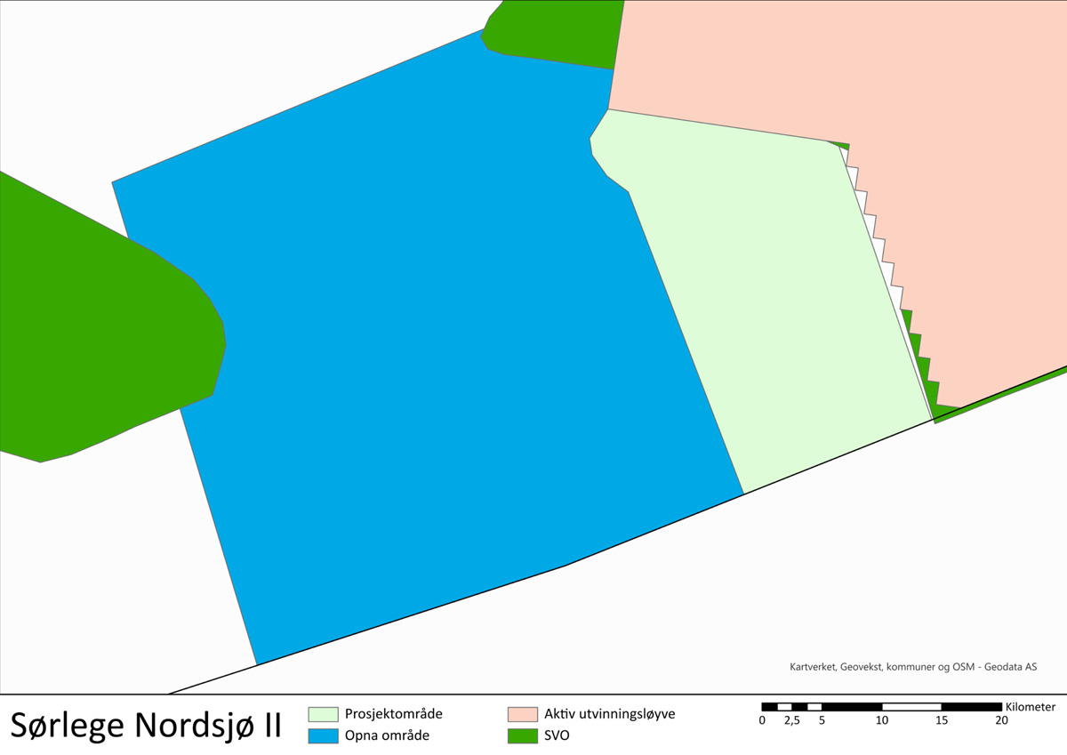 Figur 2.2 Illustrasjon av prosjektområdet til første fase av Sørlege Nordsjø II