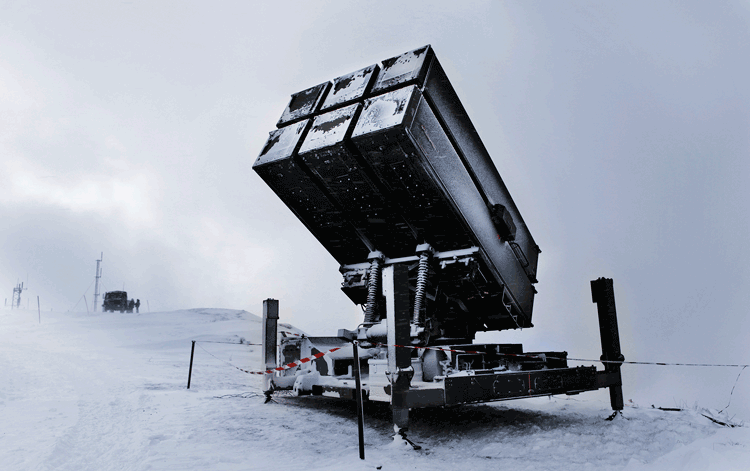 Figur 5.1 Bakke-til-luft-missilssystemet NASAMS er utviklet i Norge og har vært eksportert til en rekke land. 
