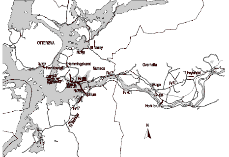 Figur 2.1 Oversiktskart over Namsos og Overhalla