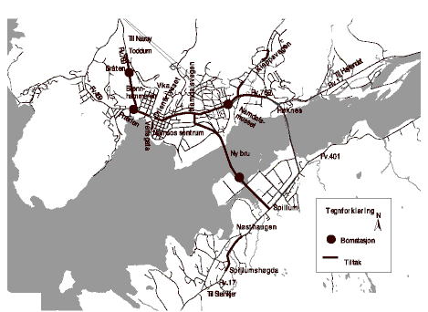 Figur 2.2 Oversiktskart over Namsos sentrum