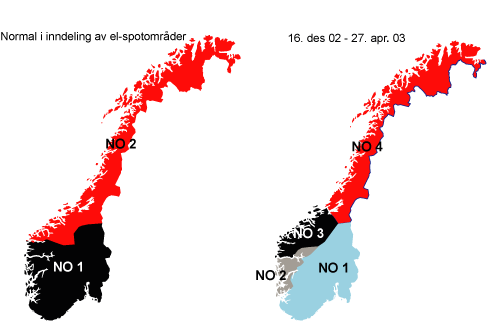 Figur 3.23 Elspot-områder i Norge