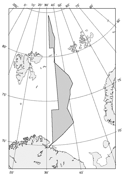 Figur 2.1 Omstridt område – tilsammen  175 200 km²