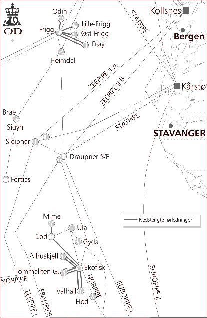 Figur 5.1 Olje- og gassrørledninger som omfattes av denne meldingen