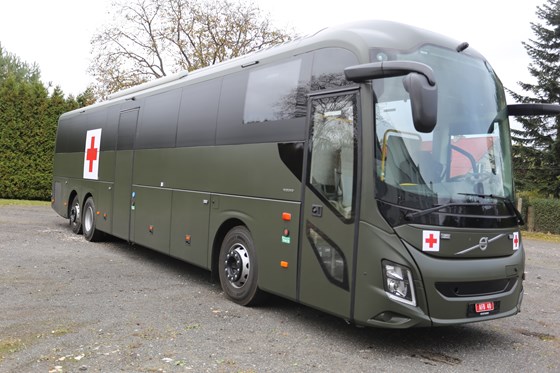 Dette er en første ambulansebussen som ble donert fra Norge til Ukraina høsten 2023.
