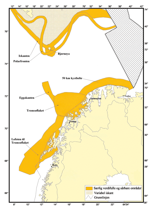 Figur 9.3 Særlig verdifulle og sårbare områder.