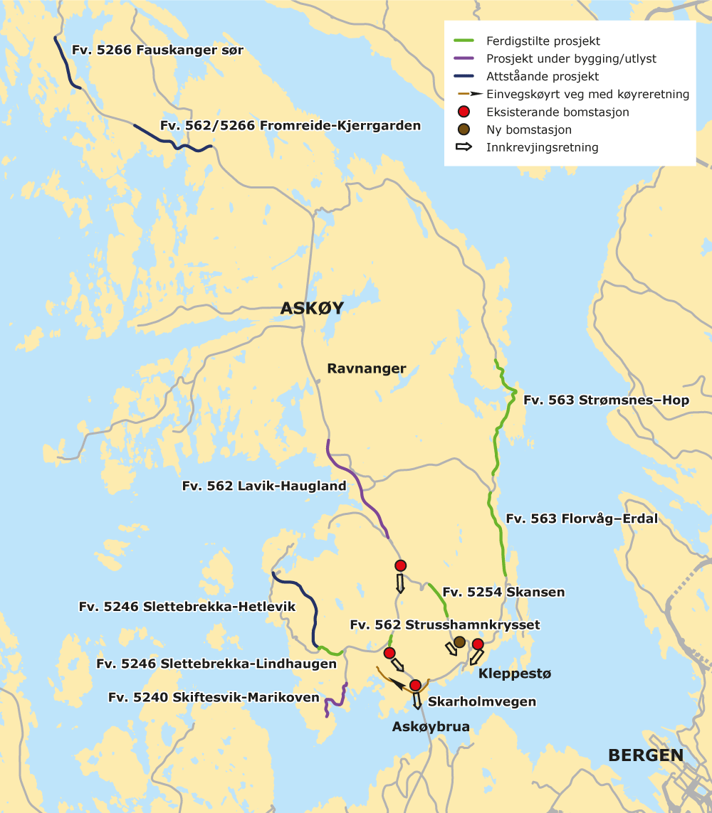 Figur 2.1 Kartskisse over prosjekt i Askøypakken