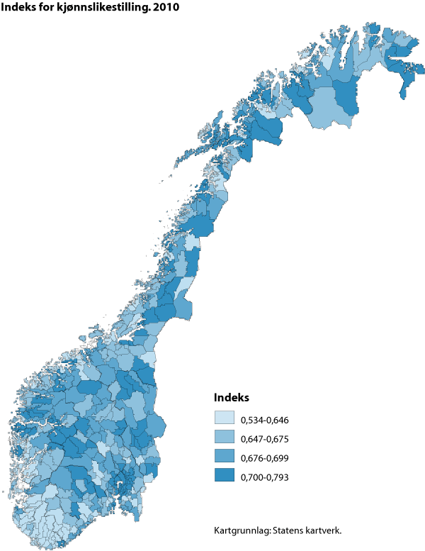 Figur 11.2 Indeks for kjønnslikestilling. 2010. 