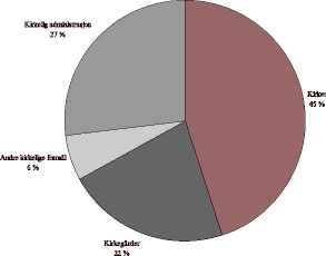 Figur 26.1 Relativ fordeling av fellesrådenes utgifter i 1998 fordelt på formål, eksklusive investeringer i bygg og anlegg