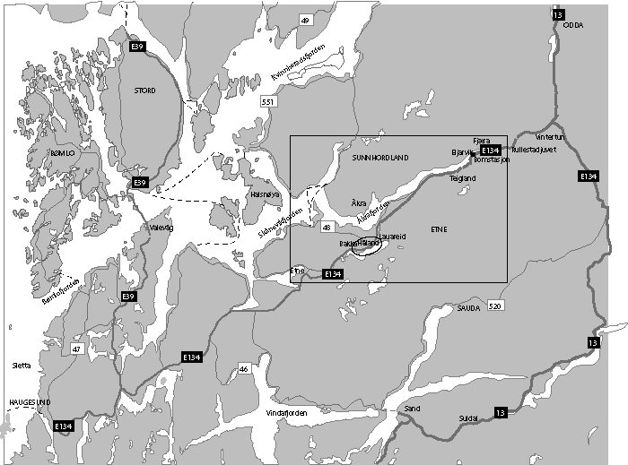 Figur 3.1 E134 Stordalstunnelen – oversiktskart