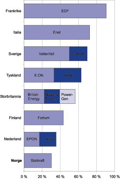Figur 5.6 Markedsandeler for de største produsentene i 2000