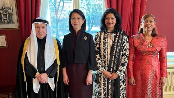 Ambassador of Kuwait, H.E. Mr Alrifai; Ambassador of China, H.E. Ms Hou; Ambassador of Pakistan, H.E. Ms Qazi, Ambassador of Maldives, H.E. Ms Shaan 